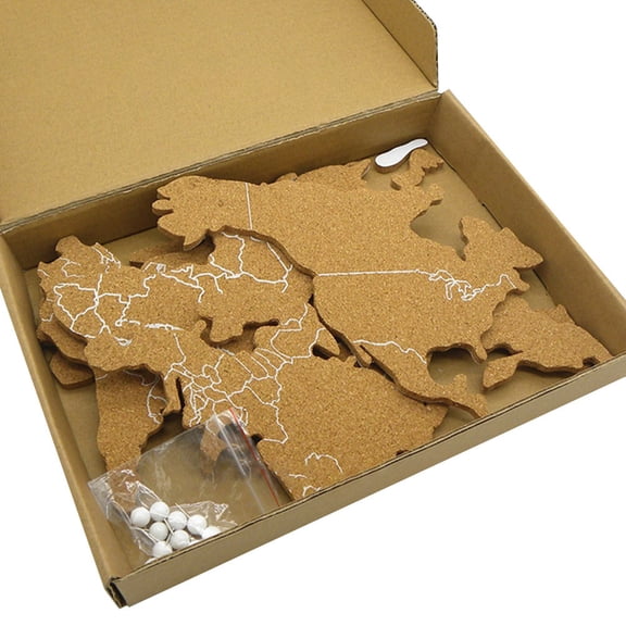 BESTYASH 1Set Self Adhesive Cork Board World Map Pin Board Brown for DIY Photo Display