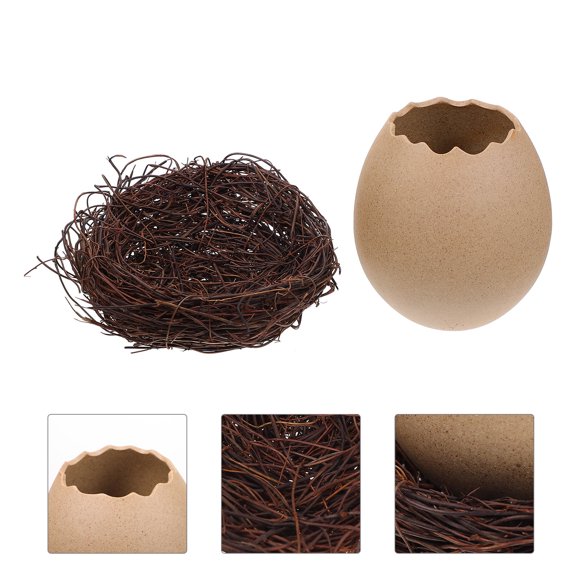 BESTYASH 1 Set Creative Bird Egg Vase Multi Rattan Stylish Egg Shaped Design Desktop Decor