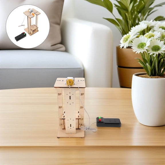 BESTYASH 1 Set DIY Elevator Assembly Kit Wooden Lifter Model for Science Projects Home Classroom