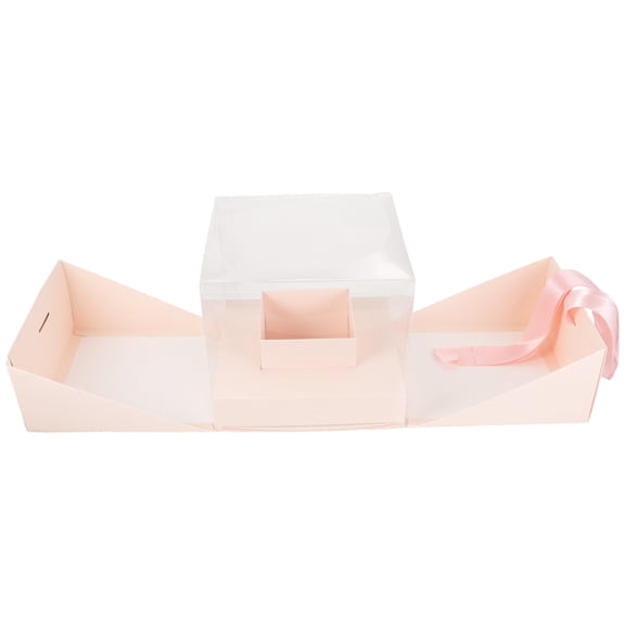 BESTYASH 1 Set DIY Flower Packing Box for Women Decoration Pink PVC