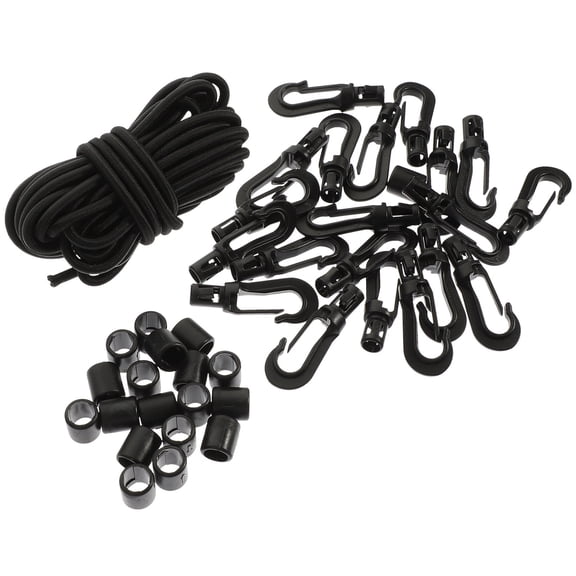 BESTYASH 1 Set Dock Rope Black Elastic Cord with Hooks for Boat Accessories