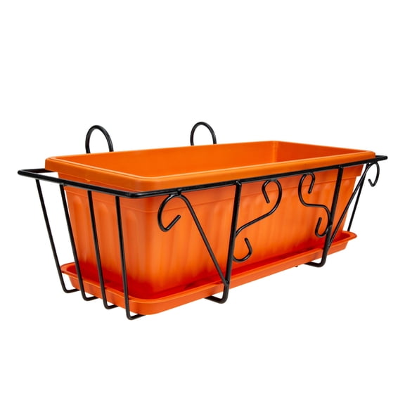 BESTYASH 1 Set Flower Planters for Railings Railing Planter Pots Black Plastic Style