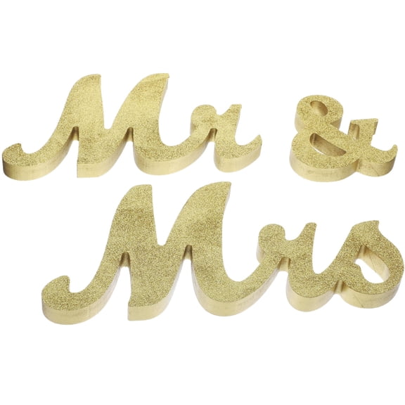 BESTYASH 1 Set Home Wedding Table Decor Mr And Mrs Signs Golden Density Board Symbol Of Love