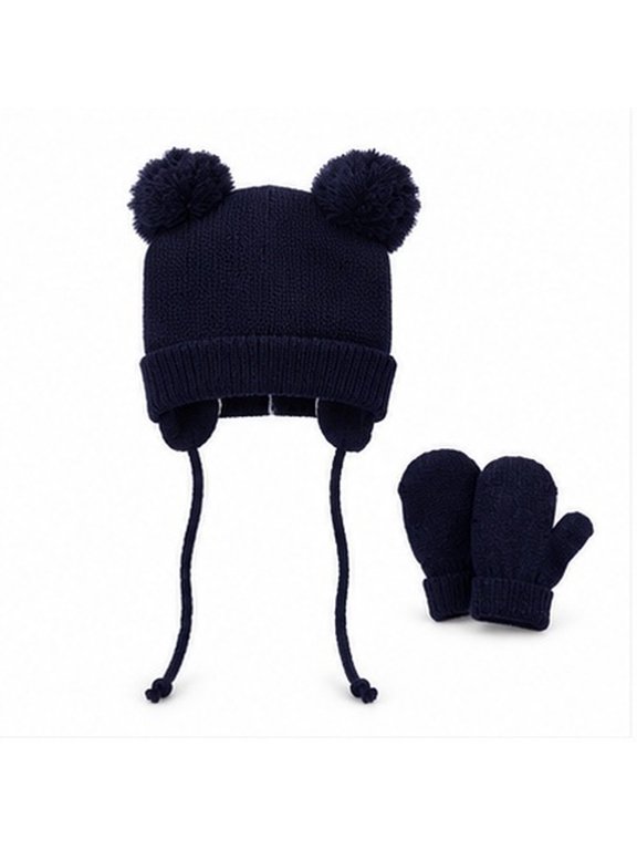 Insulated Beanie Hat Set in Dark , Warm Winter Cap for Kids Cold Weather Outdoor Activities