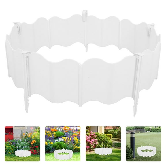BESTYASH 1Set White Plastic Garden Edge Border Fence for Lawn Edging and Flower Bed Landscaping