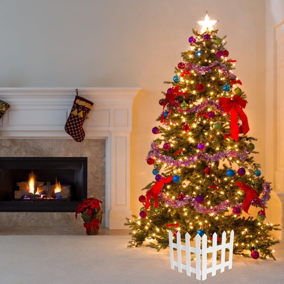 BESTYASH 1 Set Of Small Wooden Fence For Decoration White Wooden Fencing Christmas Tree