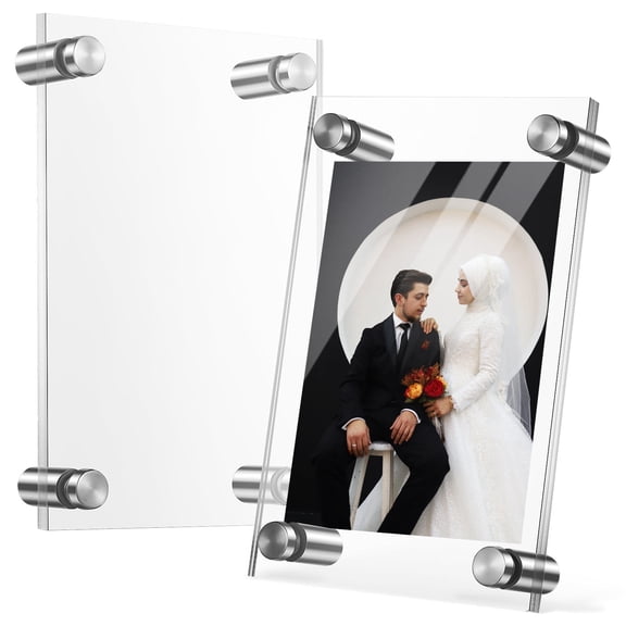 BESTYASH Modern Clear Acrylic Frame with Dual-Use Design for Home Decoration and Office Display - 1 Set