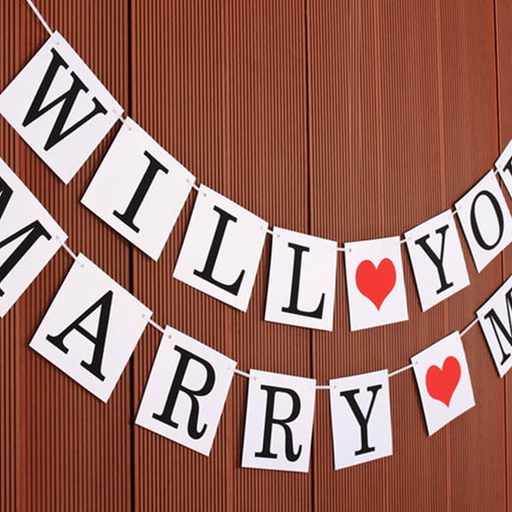BESTYASH 1 Set Will You Marry Me Banner Assorted Color Photo Prop Couples Wedding Decoration