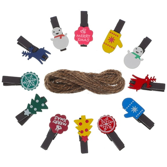 BESTYASH 1 Set Wooden Photo Clips with String Cute Multi Functional Clothespins for Birthday Decor and Home Display