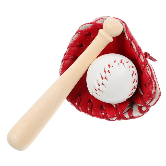 BESTYASH 1 Set of Mini Baseball Bat Glove Ball Kit Novelty Toys for Parties for Baseball Equipment Red