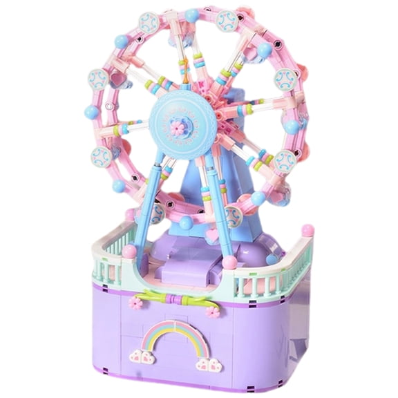 BESTYASH Music Box Building Bricks Set - Ferris Wheel Shape Plastic Toy for Play and