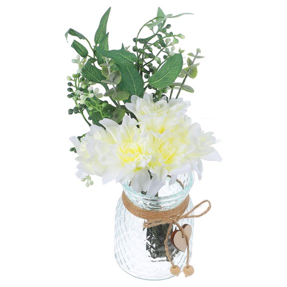 BESTYASH 1Set Fake Flower Bunch with Transparent Vase for Indoor Decor