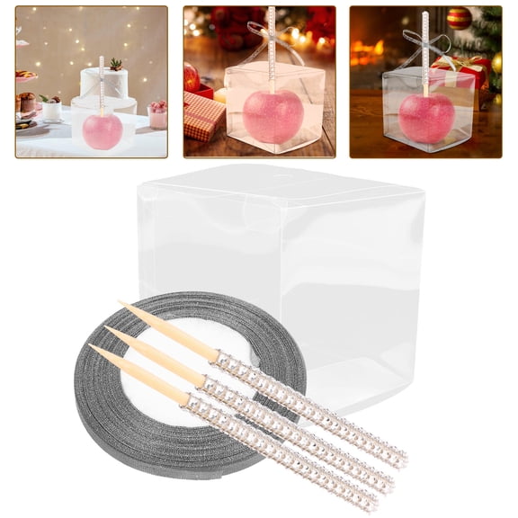 BESTYASH 1 Set of Small Plastic Candy Box Wrapping Boxes Silver Transparent for Hosts