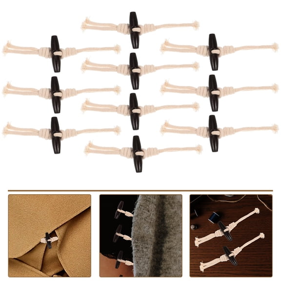 BESTYASH 10 Pairs Decorative Wooden Toggle Buttons for Coats Durable Rope for Clothing Embellishment and DIY Projects