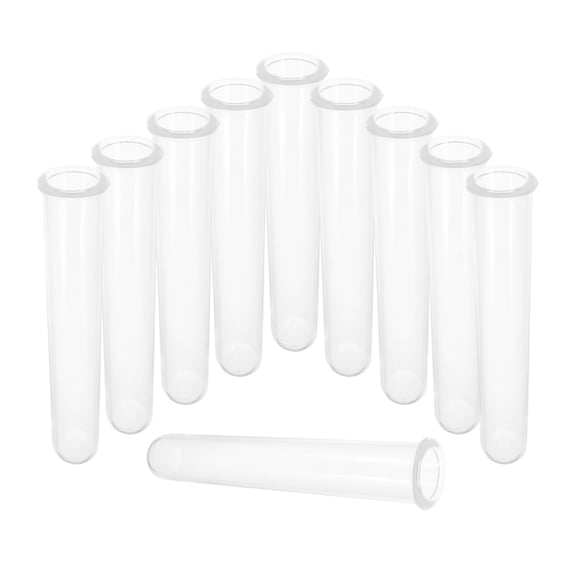 BESTYASH 10Pcs Clear Acrylic Test Tubes for Laboratory Liquid Sample Distribution and Scientific Experiments