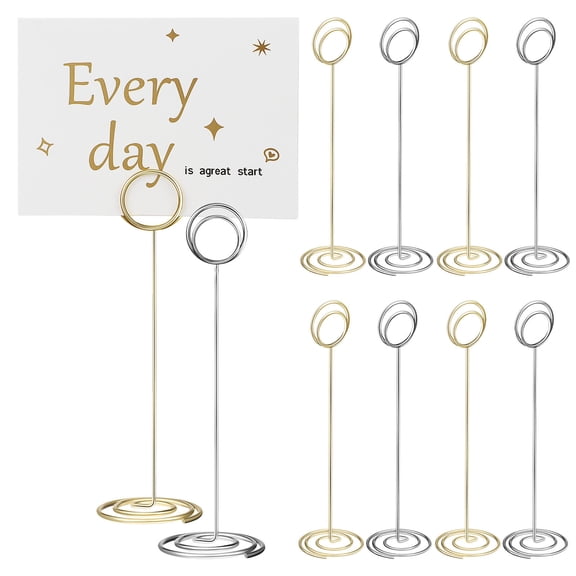 BESTYASH 10 Pcs Table Name Holders Gold Steel Wire Elegant Design Menu Display for Weddings
