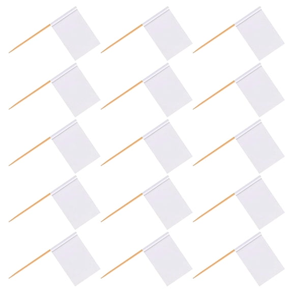 BESTYASH Blank White Flag Toothpicks for Custom Cupcake and Food Decoration