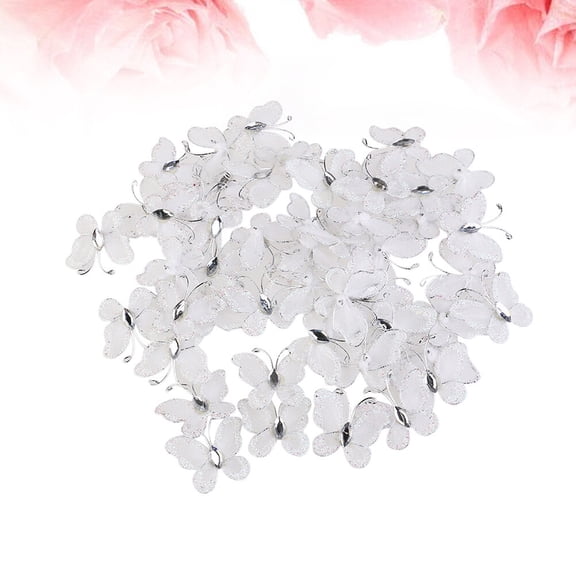 BESTYASH 100 Pieces White Mesh Applique for Crafts Fabric Decorative Wedding Favors Sewing Supplies