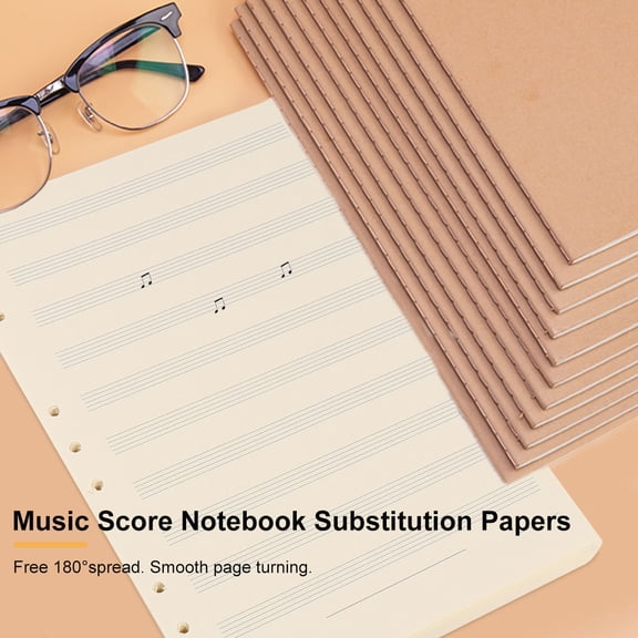BESTYASH 100 Sheets White Refill Paper for Music Dictation Notebook, Practice Sheet for Musicians and Students