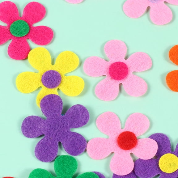 BESTYASH 100Pcs Handmade Five Petal Felt Flowers in Assorted Colors Non Woven Fabric for Craft Decoration