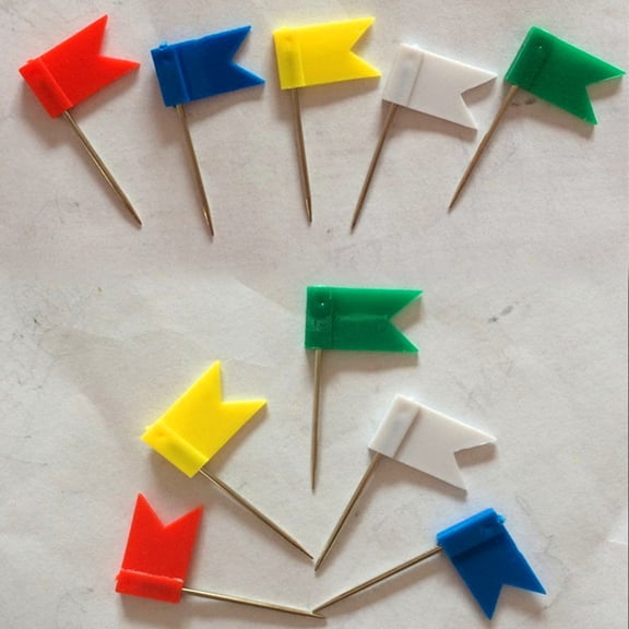 BESTYASH 100Pcs Assorted Color Flag Push Pins for Office Use with Premium Wood and Stainless Steel Shaft
