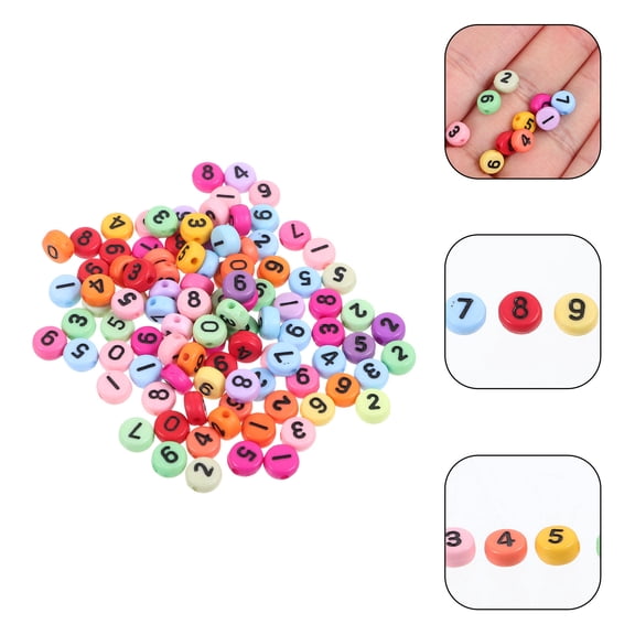 BESTYASH 100Pcs Assorted Color Acrylic Number Beads for Handmade Jewelry Crafts