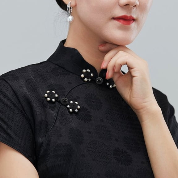 BESTYASH 100Pcs Black Fancy Buttons for Sewing Decorative Round Buttons for Wedding Dress and Coats