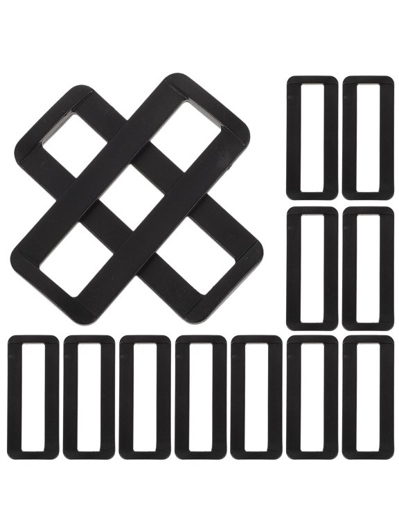 Black Plastic Rectangle Buckle Connectors for Bags and Clothing Decoration, 100 Pieces