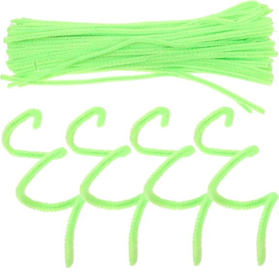BESTYASH 100 Pieces Green Chenille Stems Fuzzy Polyester for Creative Crafting and Imagination Growth