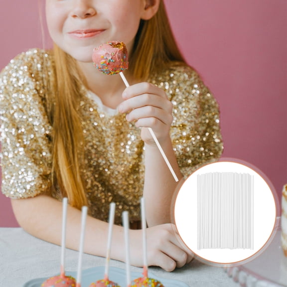 BESTYASH 100Pcs Convenient Candy Sticks White Paper Sticks for Sweets at Amusement Parks