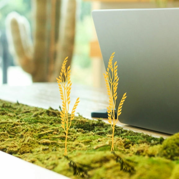 BESTYASH 100Pcs Fake Wheat Stalks Plastic Yellow Wheat Grass Figurine for Dioramas and Model Making