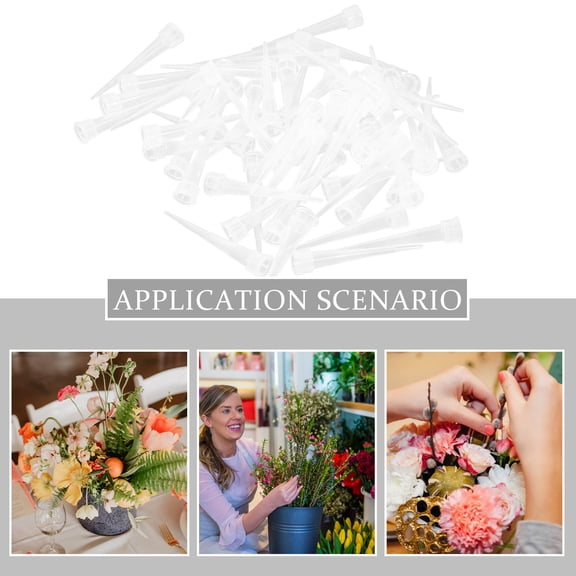BESTYASH 100Pcs Flower Stem Water Vials Transparent Plastic Flower Fixation Diy Materials