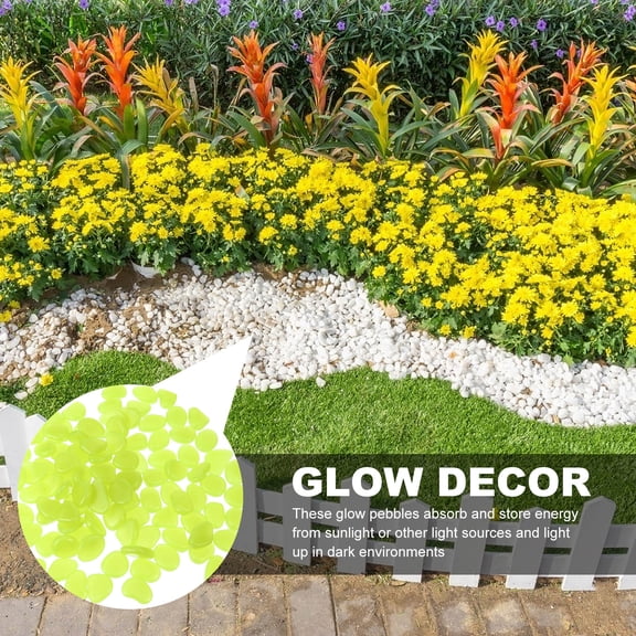 BESTYASH 100Pcs Glow Dark Yellow Garden Pebbles for Fish Tank Rocks Ponds and Planter Decoration