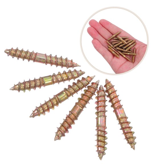 BESTYASH 100Pcs Golden Double Ended Self Tapping Screws for Furniture Connection and Table Leg Attachment
