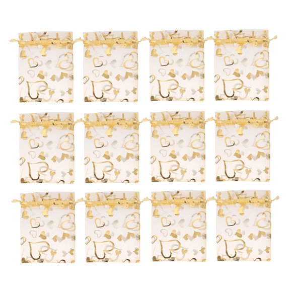 BESTYASH 100Pcs Golden Mesh Bags for Storage and Giving