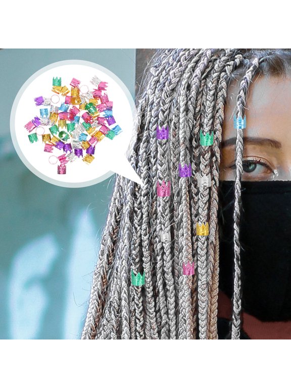100 Pieces Metal Dreadlock Shaped Hair Braids Cuffs for Hair Extensions and Styling Accessories