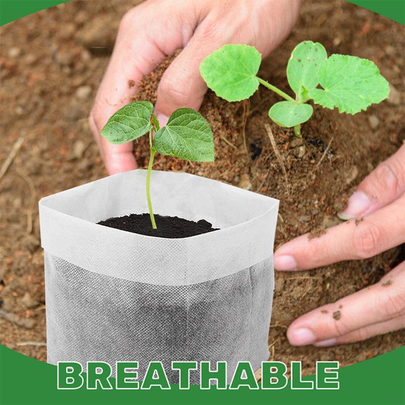 BESTYASH 100Pcs Non-Woven Plant Growing Bags White Fabric for Healthy Root Formation and Water Control