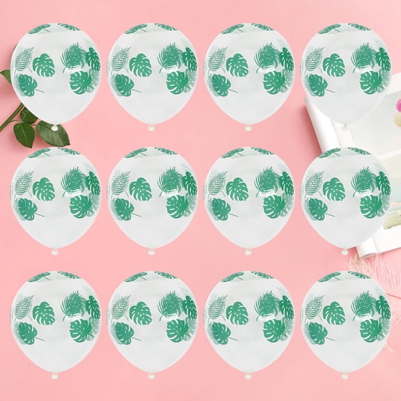 BESTYASH 100Pcs Party Layout Props Green Latex Balloons with Monstera Leaf Design for Decoration