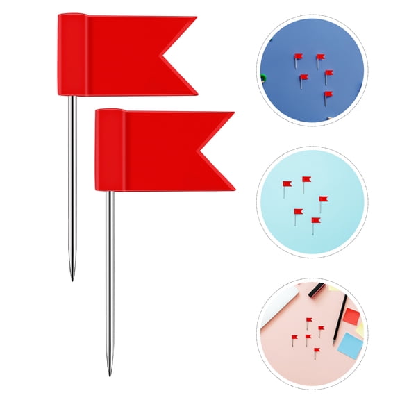 BESTYASH 100Pcs Small Red Flag Push Pins for Map Cork Board Secure Placement for Travel and Work