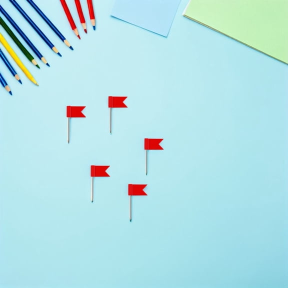 BESTYASH 100Pcs Red Map Flag Push Pins for Bulletin Board Secure Placement Travel