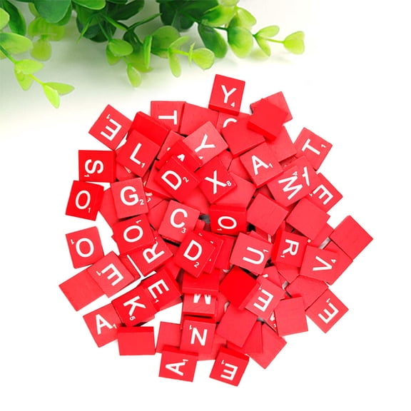 BESTYASH 100Pcs Red Wooden Blocks Decor Letters Cubes for Rustic Wedding and Events