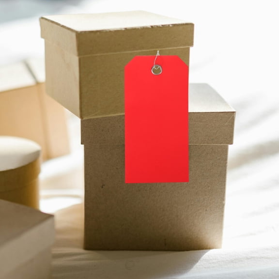 BESTYASH 100Pcs Reusable Red Shipping Tags with Wire for Bag Backpack and Suitcase Labeling