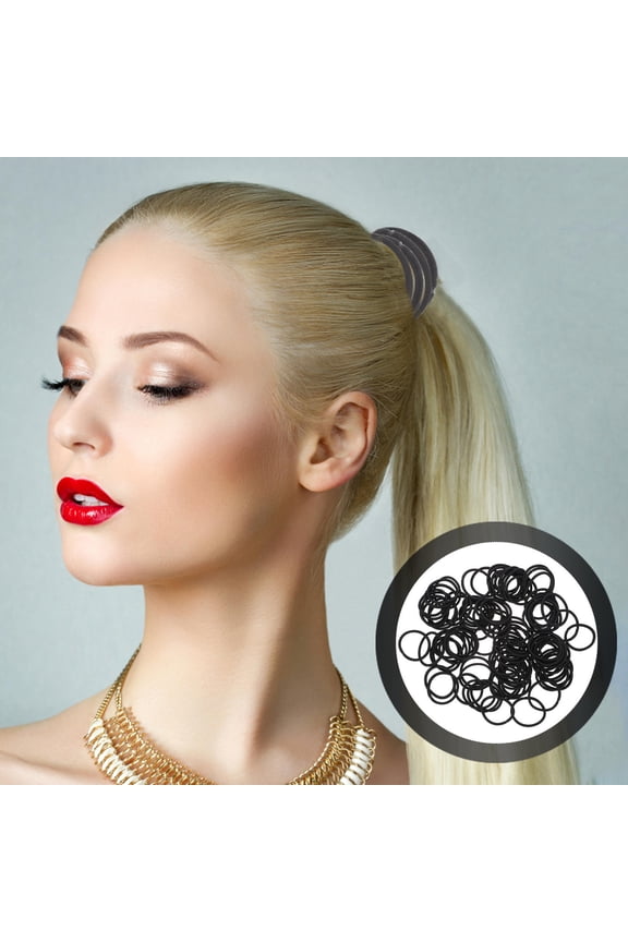 100Pcs Stretchy Hair Ties for Women Black Elastic Ponytail Holders Good Elasticity for Ceremonies