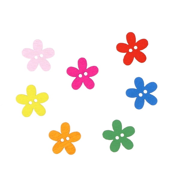 BESTYASH 100Pcs Wood Plum Buttons Assorted Color Wooden Snaps for Sewing Crafting Projects
