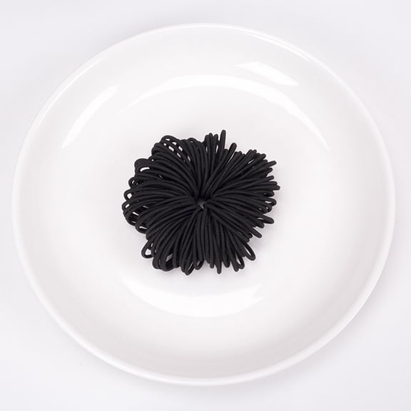 BESTYASH 100pcs Elastic Hair Ties Black Rubber Band Strong Hold for Medium Hair