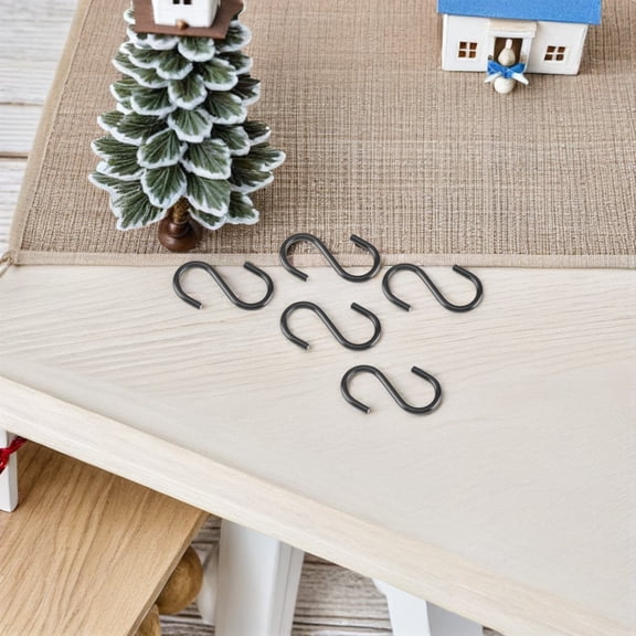 BESTYASH 100pcs Mini Black S Hooks, 1/2 Inch Christmas Ornament Hangers