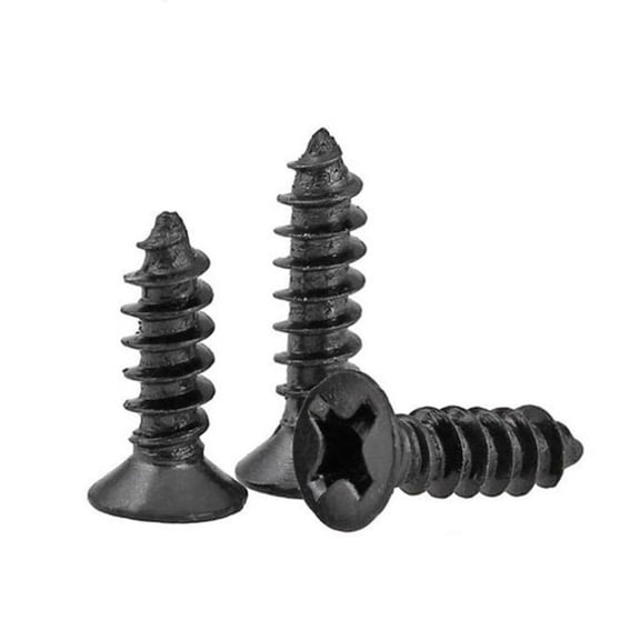 BESTYASH 100Pcs Self-Tapping Screw Black Stainless Steel for Wood Metal and Plastic
