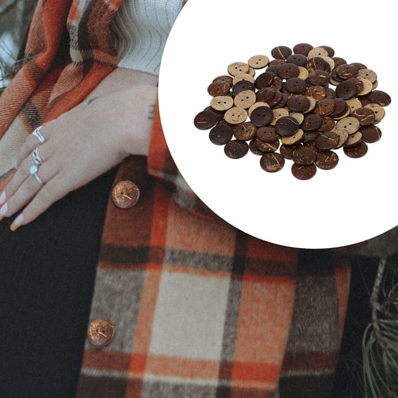 BESTYASH 100pcs Retro Style Coconut Shell Buttons for Sewing Clothes and Crafts, Buttons Set