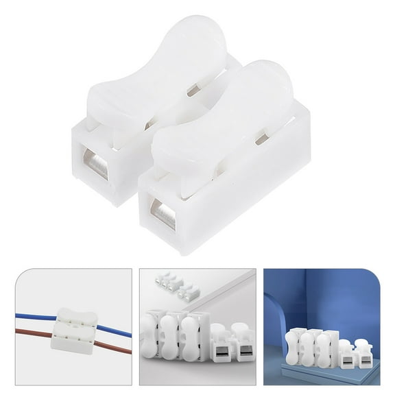 BESTYASH 100pcs Wiring Connectors White ABS Safety Spring Design Electrical Control Wiring Connections