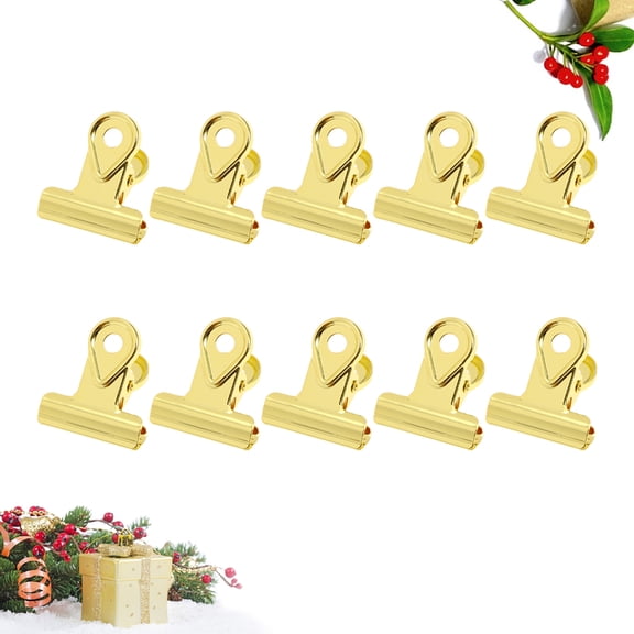 BESTYASH 10Pcs Electroplated Golden Hinge Clips Strong Spring Paper Clamp for Organizing
